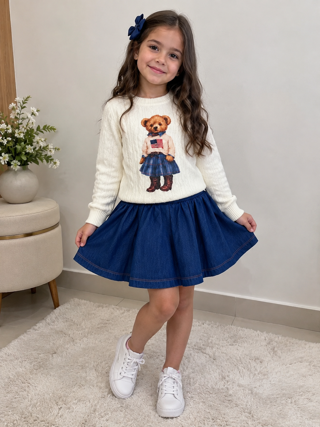 Conjunto Ursinho Clara- short embaixo da saia