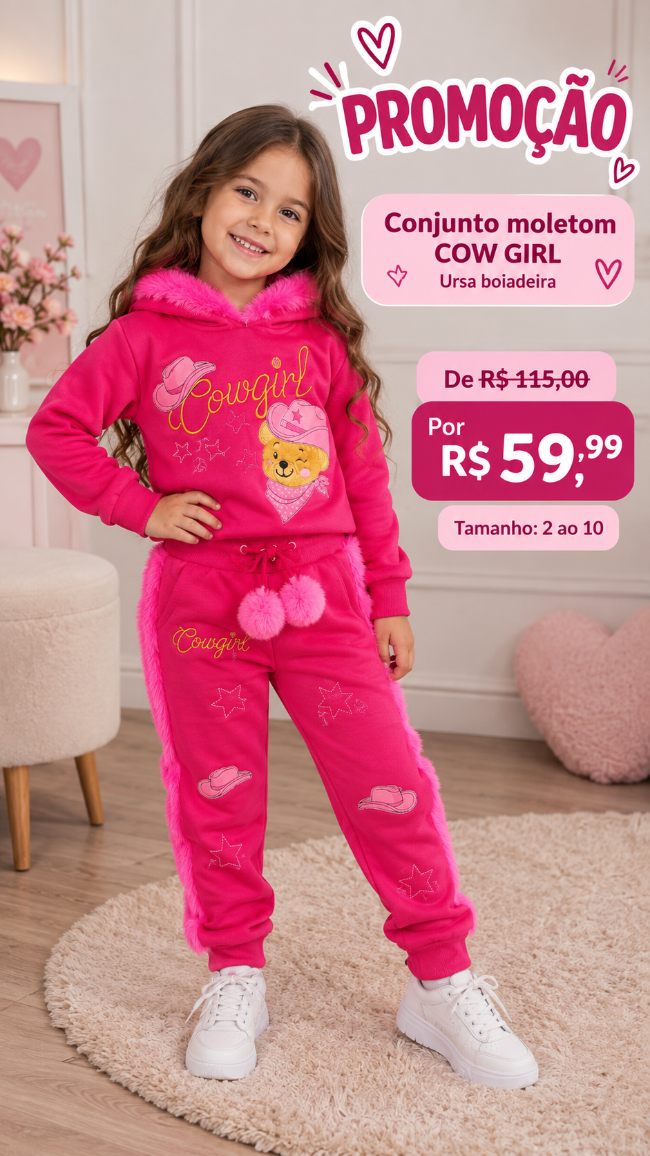Conjunto moletom COW GIRL Ursa boiadeira