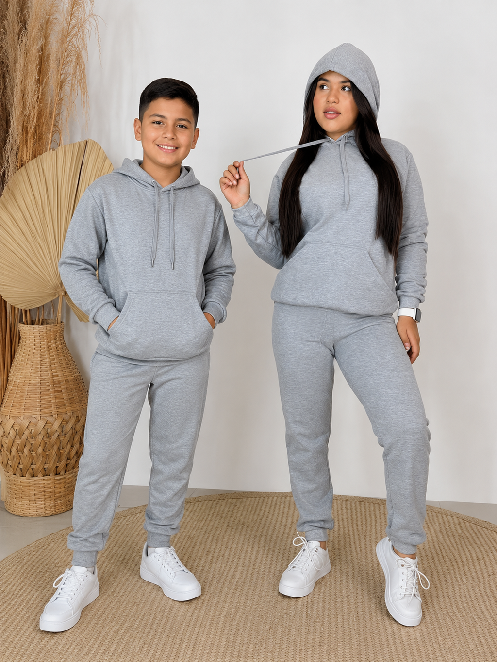 Conjunto cinza Moletom Juvenil Flanelado