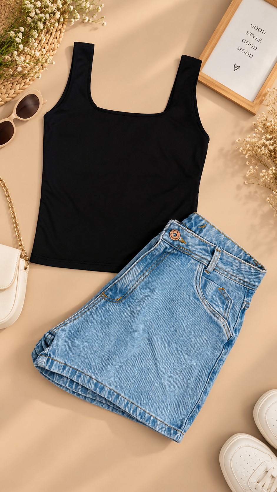Conjunto - short jeans + blusa em suplex