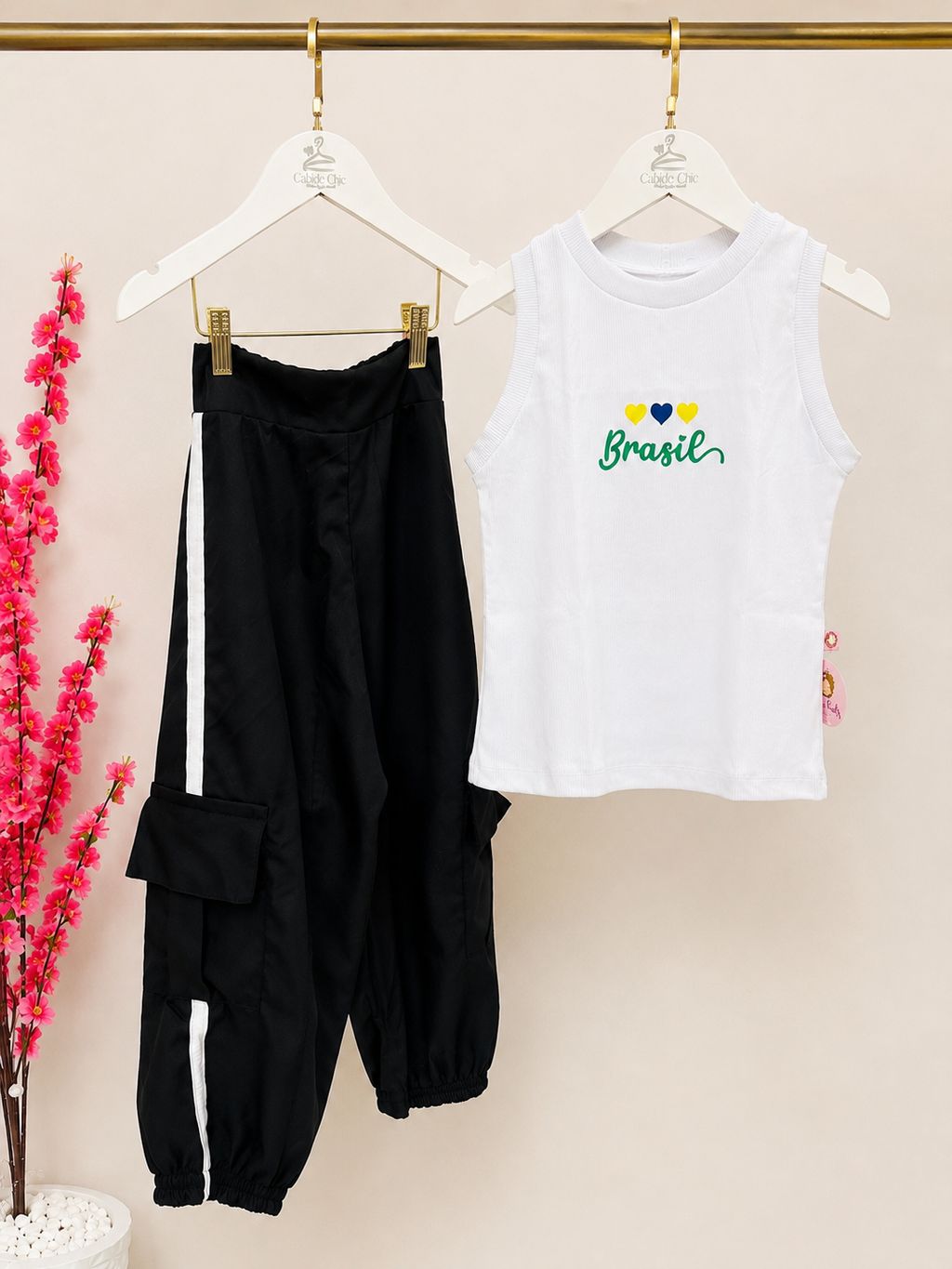 Conjunto mel cargo Brasil  (preto)