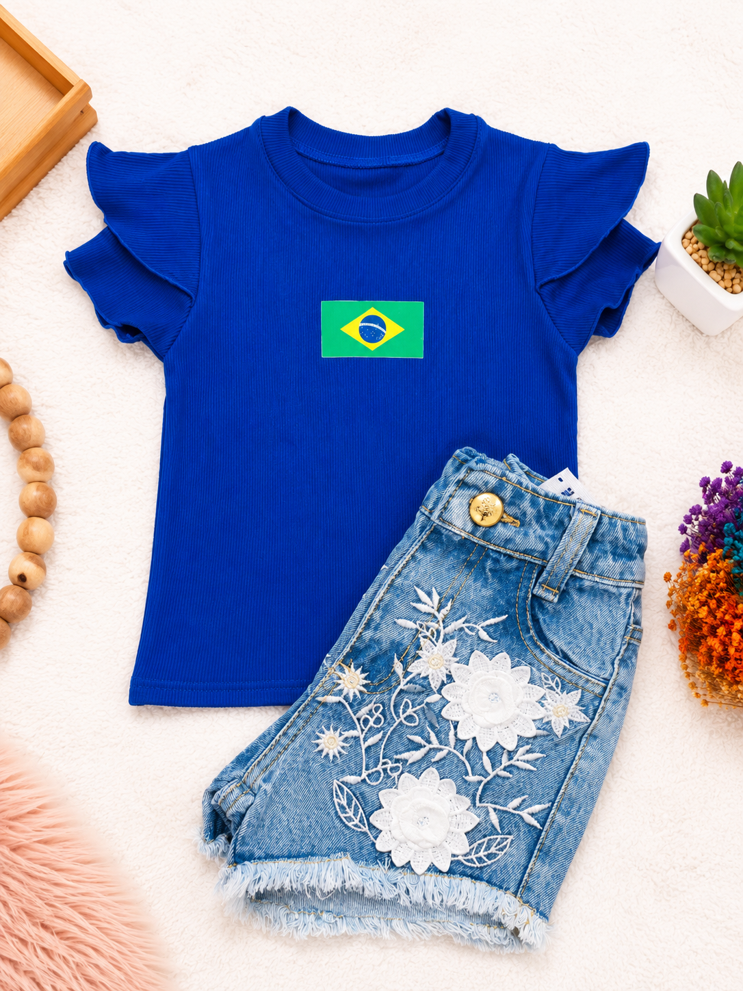 Short jeans + T-shirt Brasil
