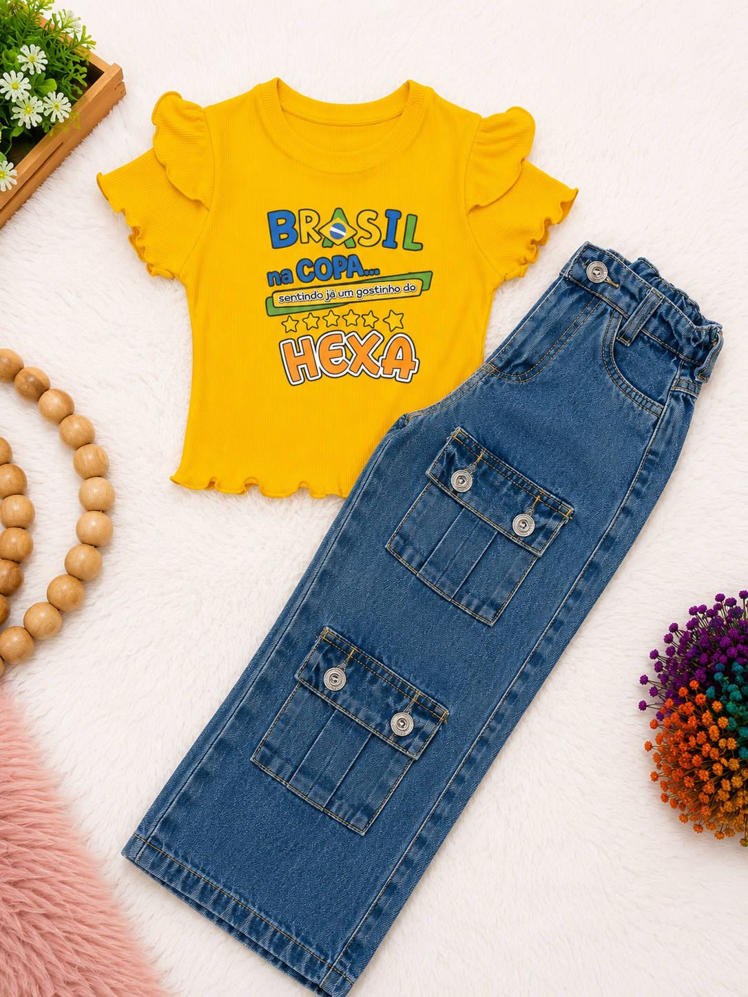 Conjunto - CALÇA JEANS  + T-SHIRT BRASIL 🇧🇷