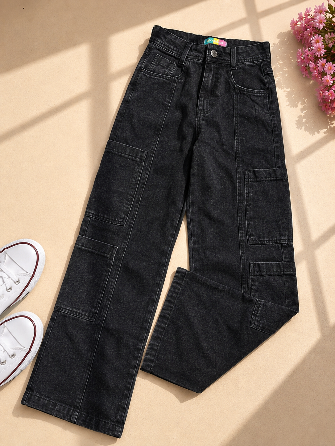 Calça Jeans Cargo Wide Leg