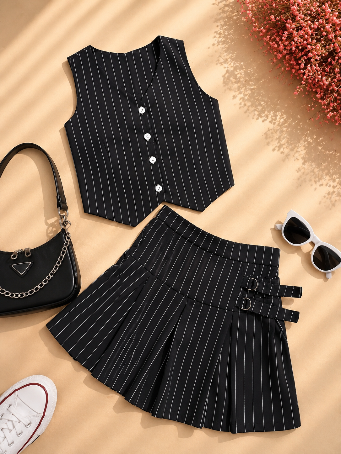Conjunto Evelyn- saia com short - preto