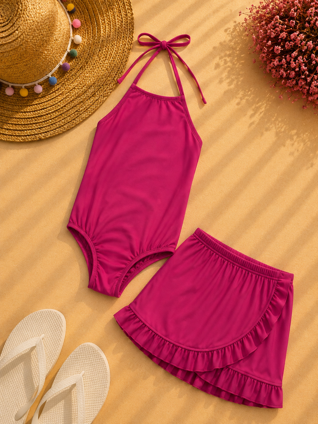Maiô Infantil com Sainha – Pink