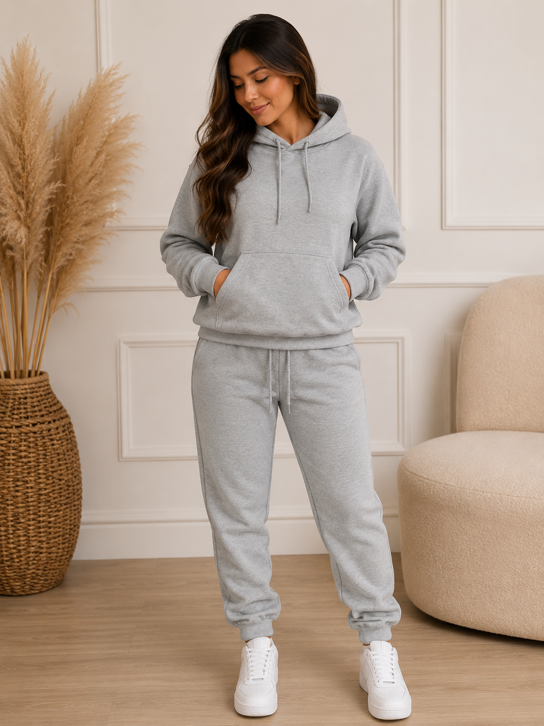 Conjunto cinza Moletom Juvenil Flanelado