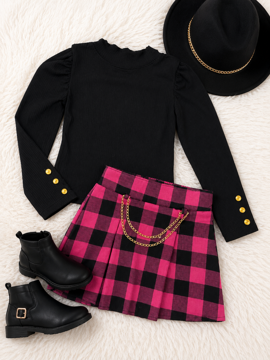 Conjunto Elegance Xadrez Rosa