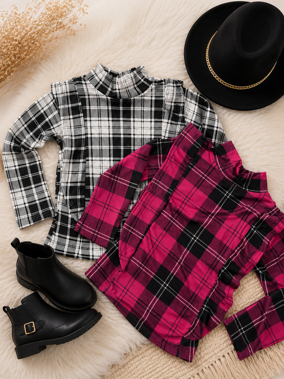 Blusa xadrez rosa