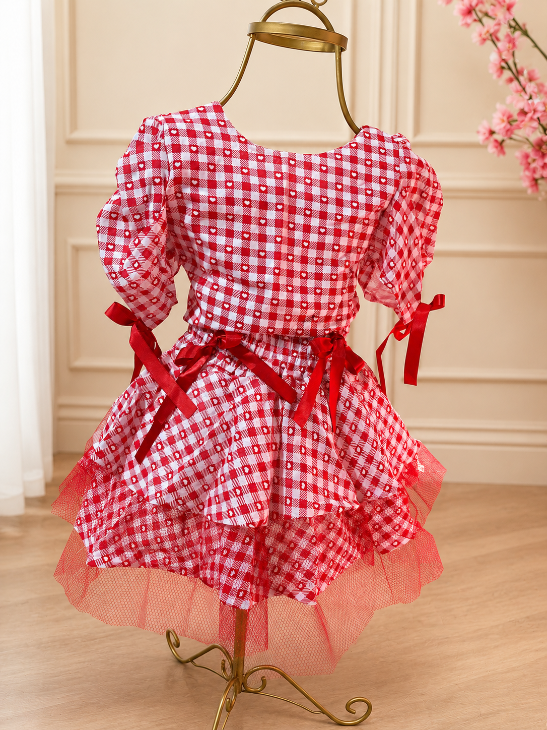 Conjunto corações xadrez