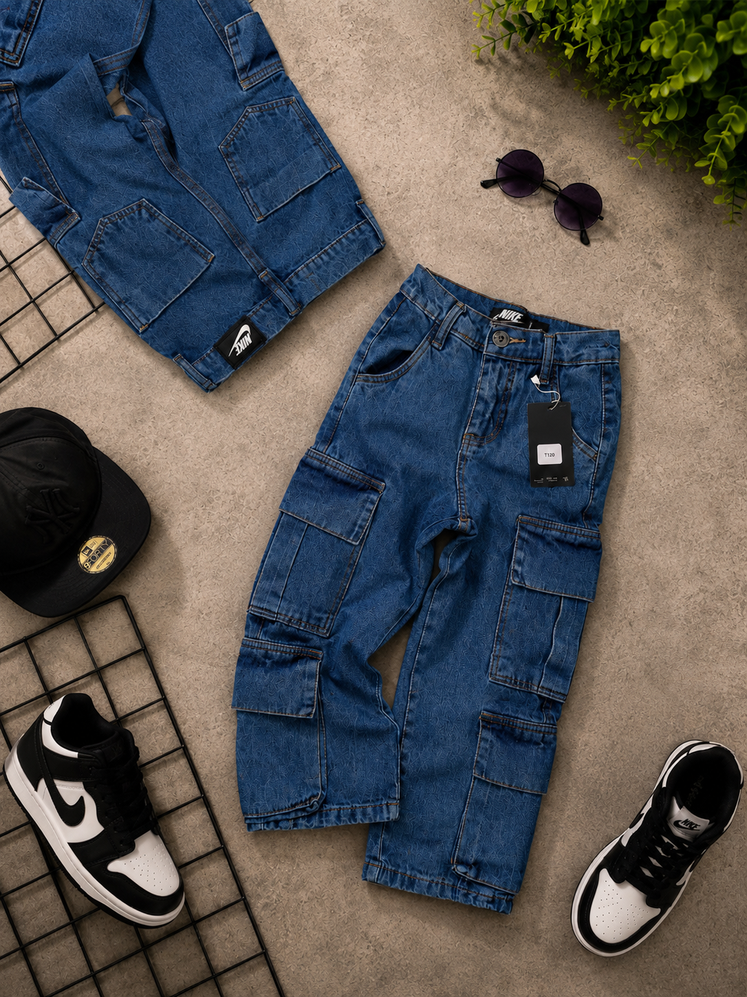 Calça masculina Jeans Cargo