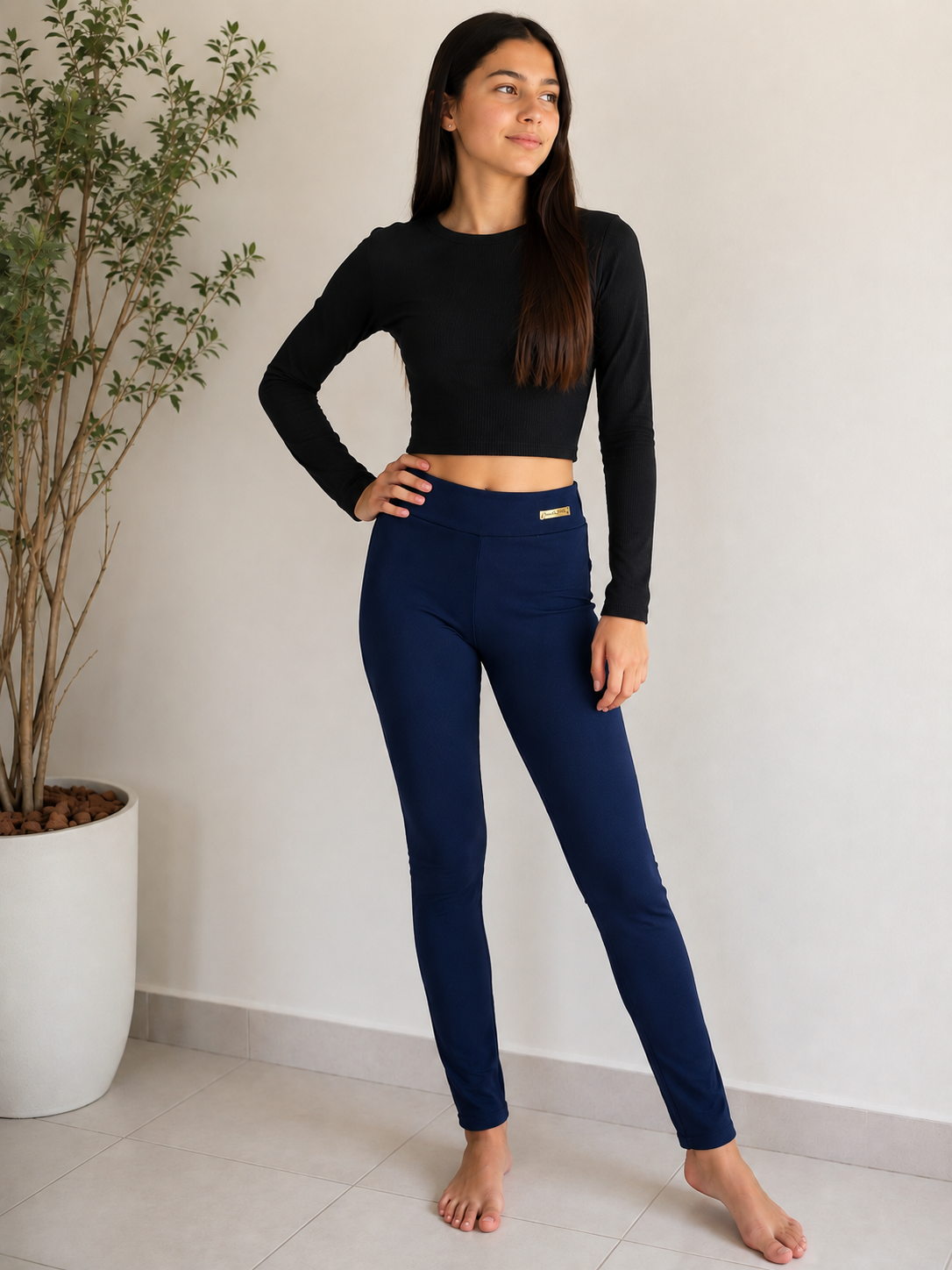 Legging JUVENIL azul flanelada em suplex
