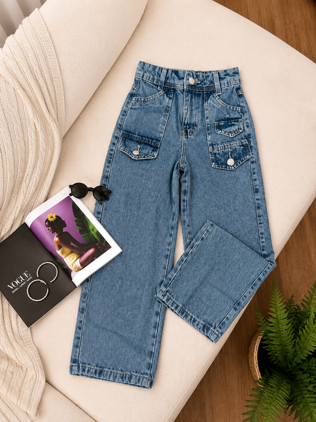 💙 Calça Jeans Wide Leg Fashion