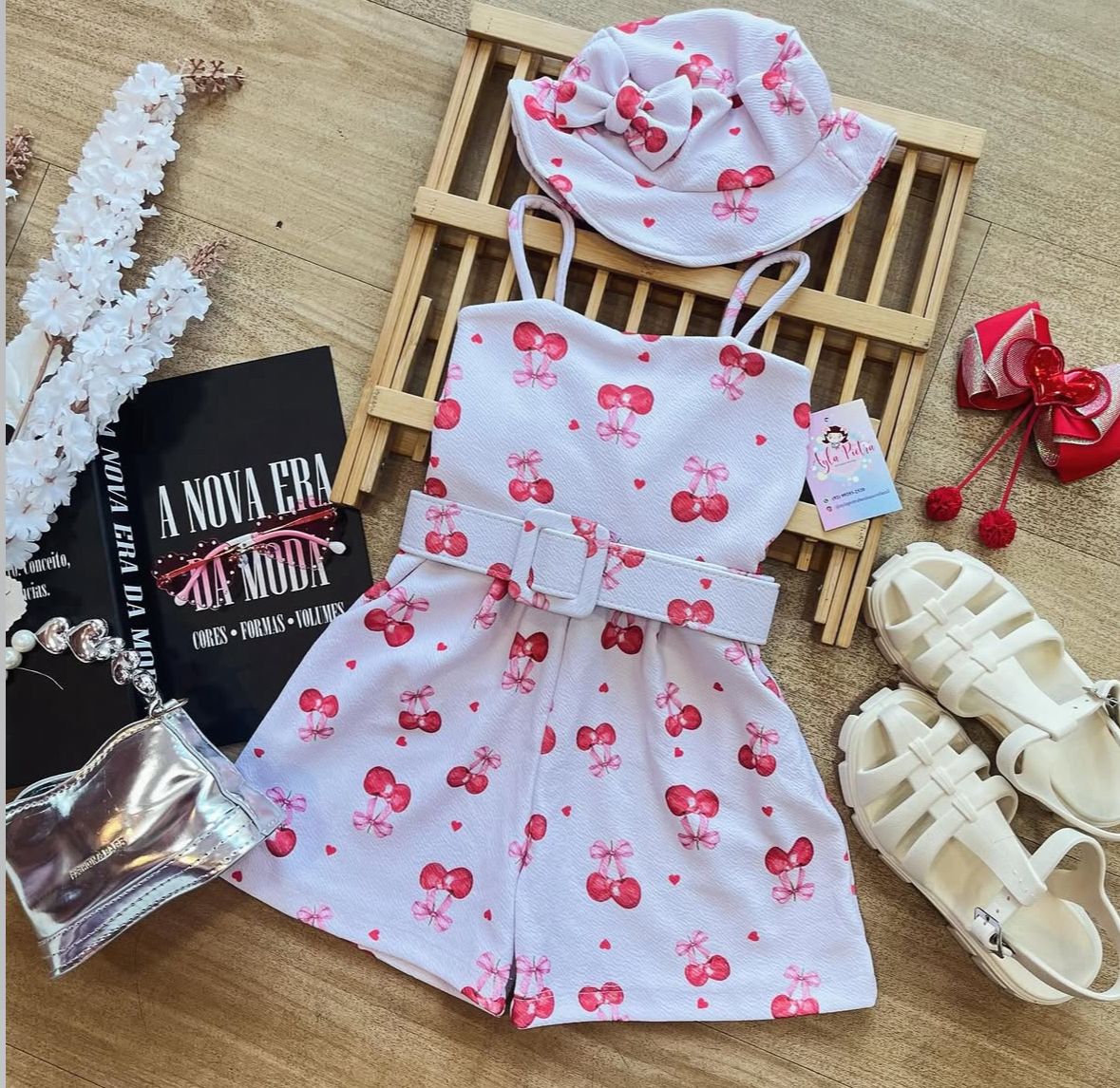 PROMOÇÃ0-Macaquinho + laco + o chapeuzinho (bucket) + cinto