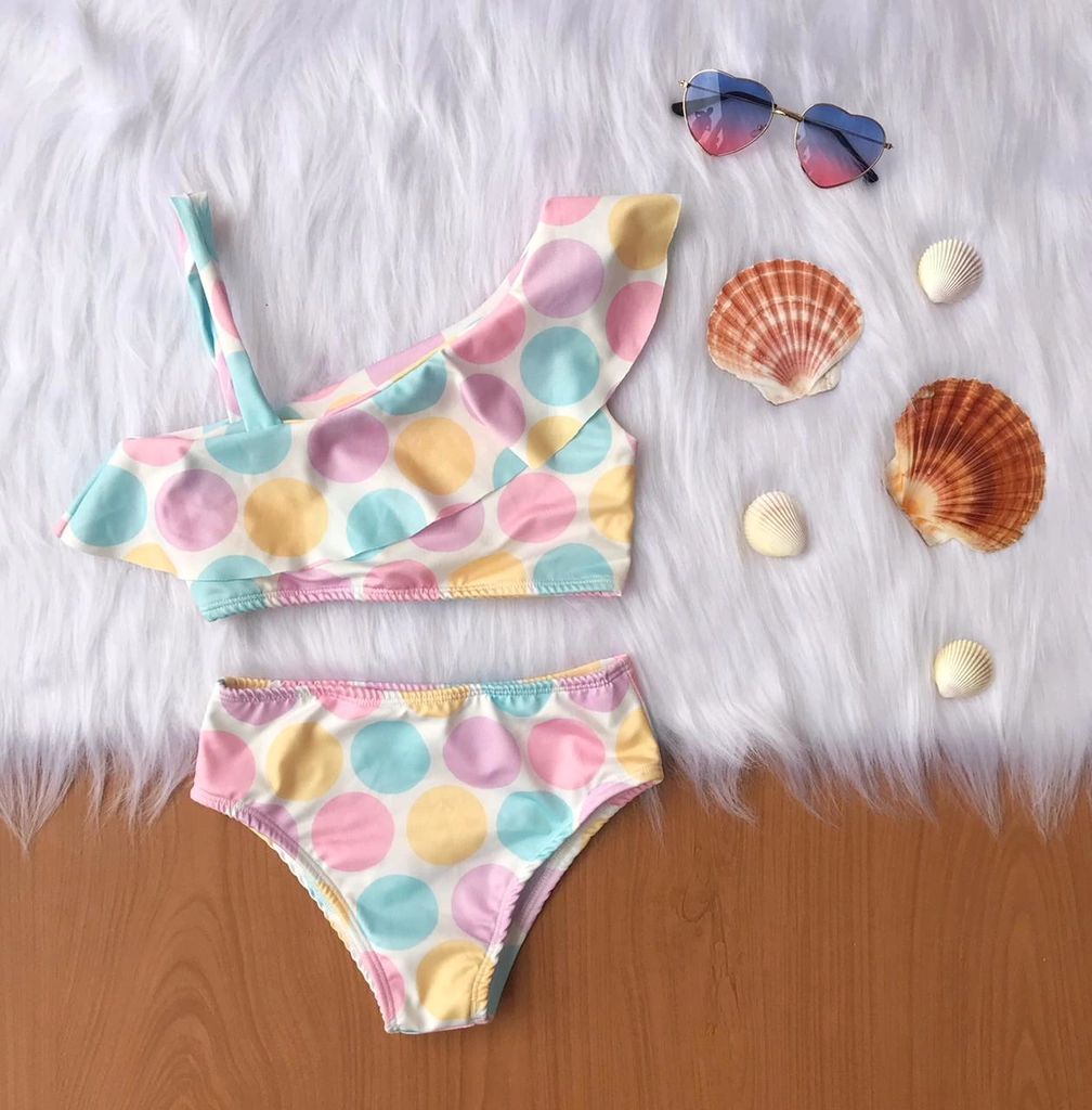 Biquini Um Ombro Só Poá Candy Colors