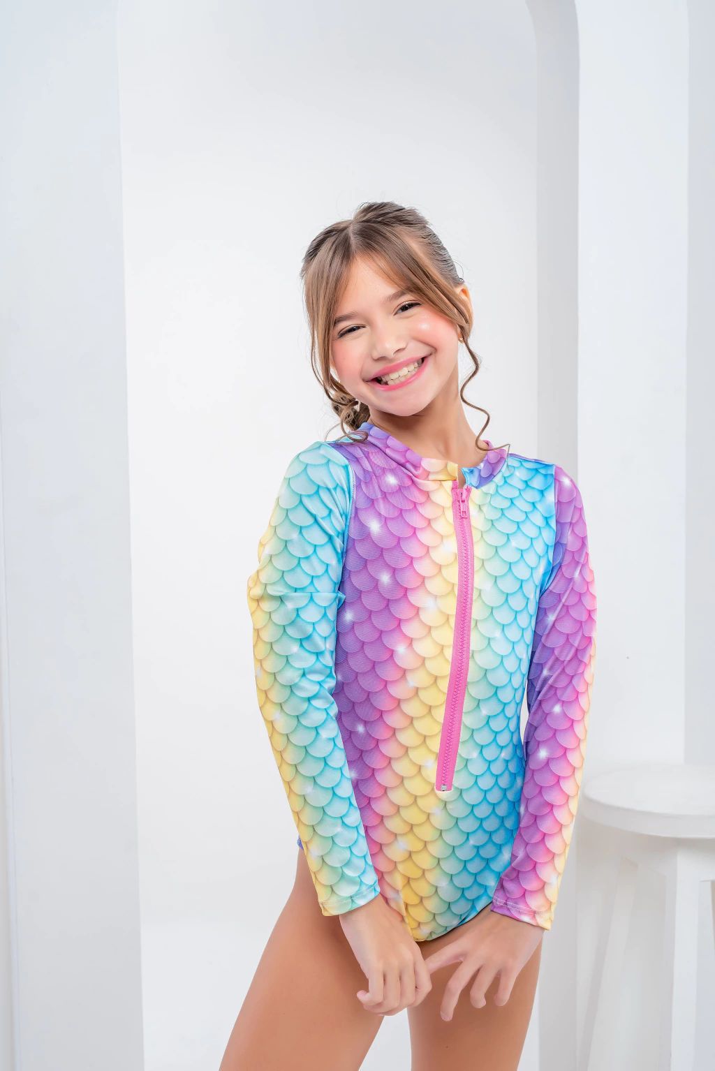 Maiô Zíper Escama Estrelinha