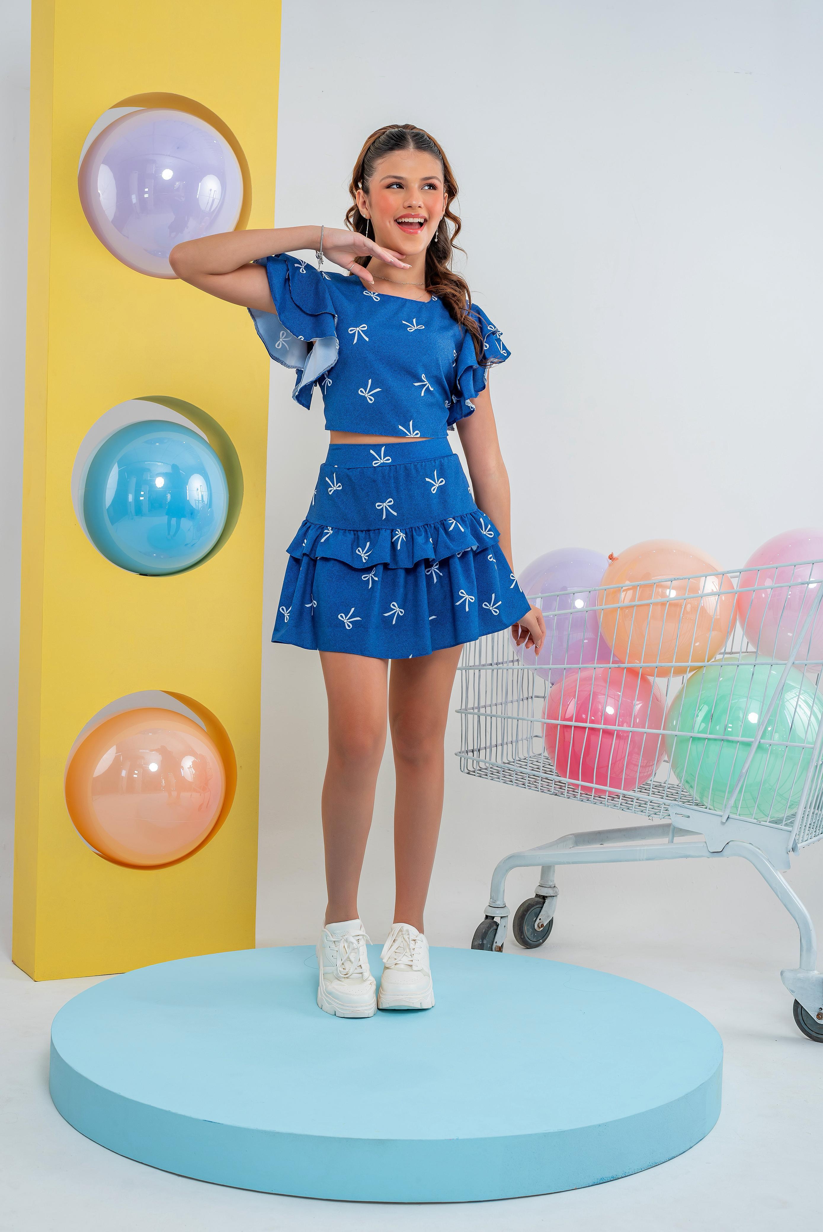 Conjunto azul ,lacinhos