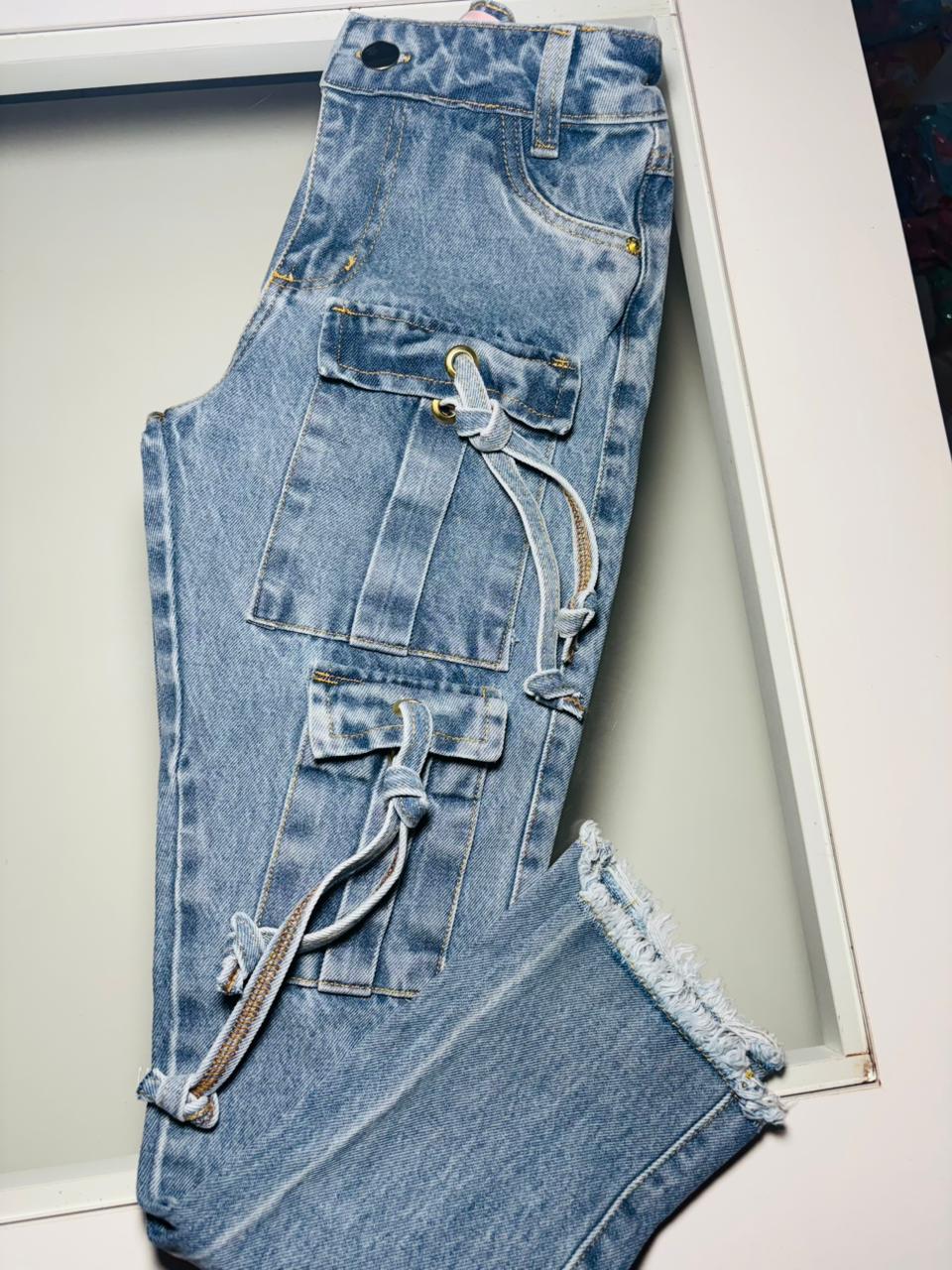 Calça jeans Wid cargo