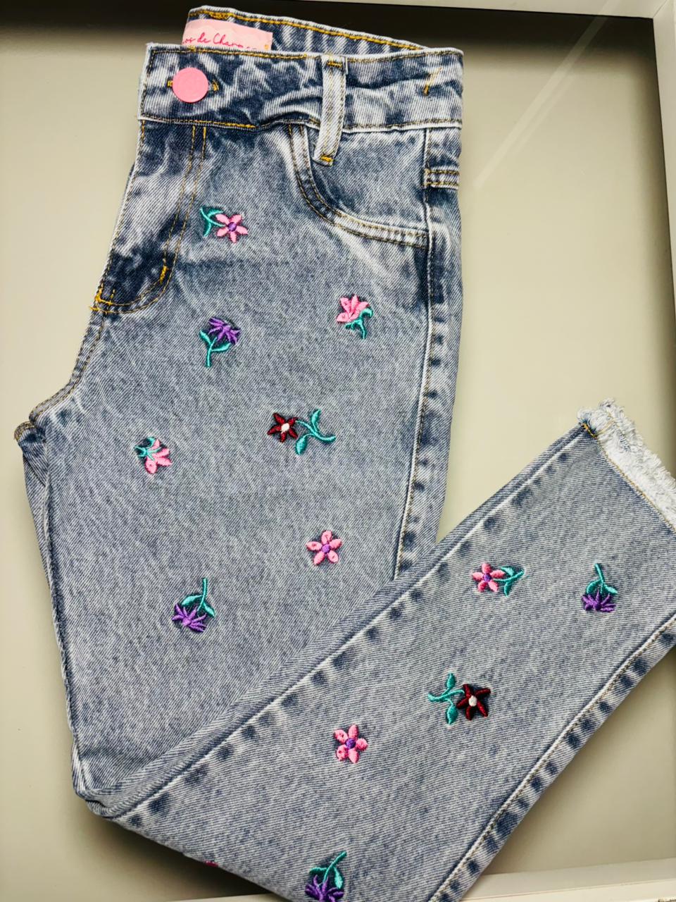 Calça jeans MoM flores
