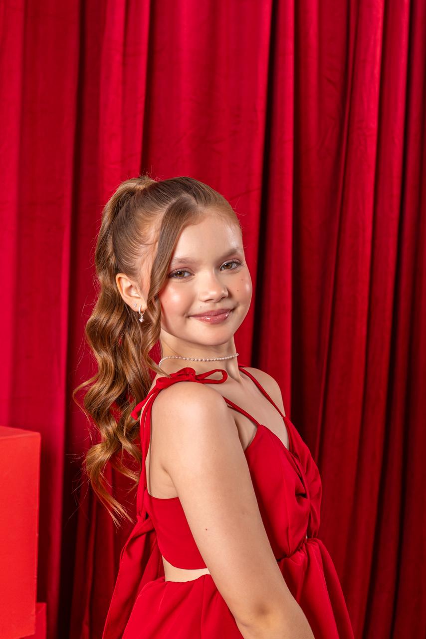 Vestido três babados VERMELHO