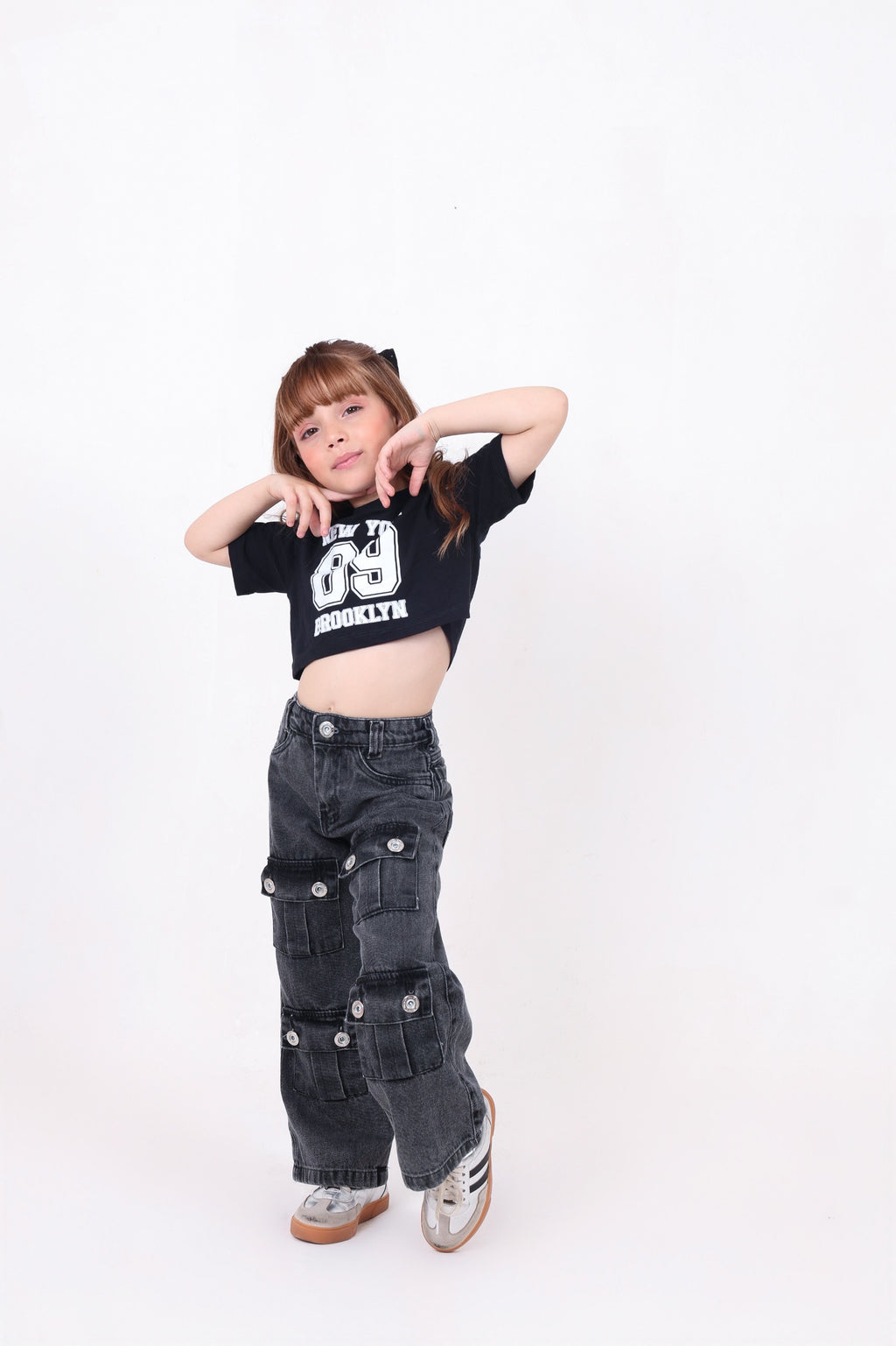 CALÇA JEANS BLACK INFANTIL CARGO (PRETO MARMORIZADO) -  Ref: 085