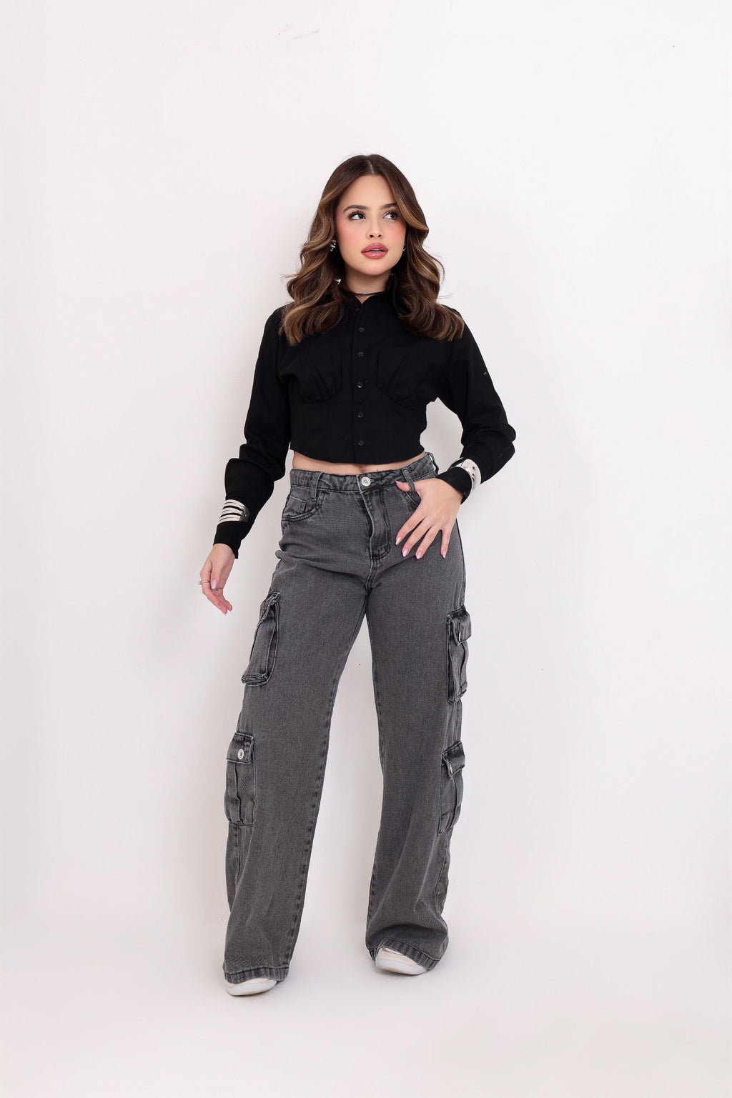 Calça widleg cargo Black 065