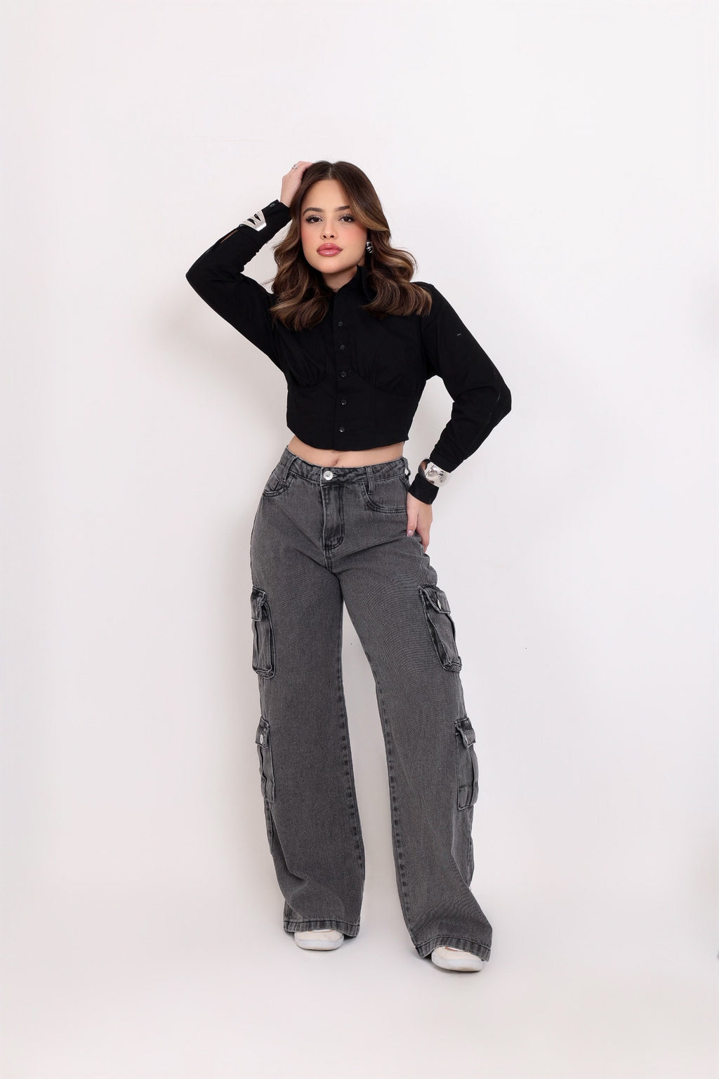 Calça widleg cargo Black 065