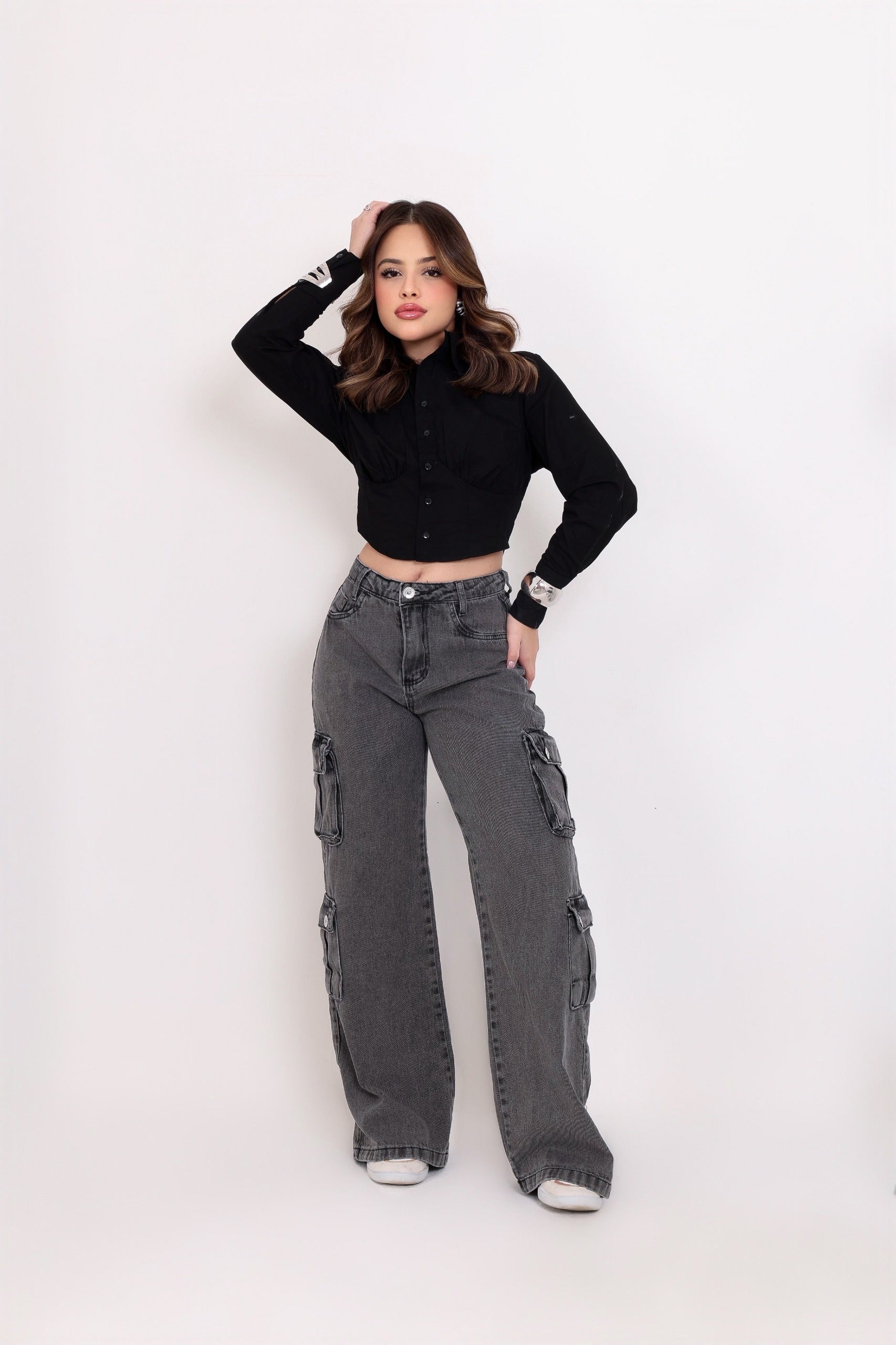 Calça widleg cargo Black 065