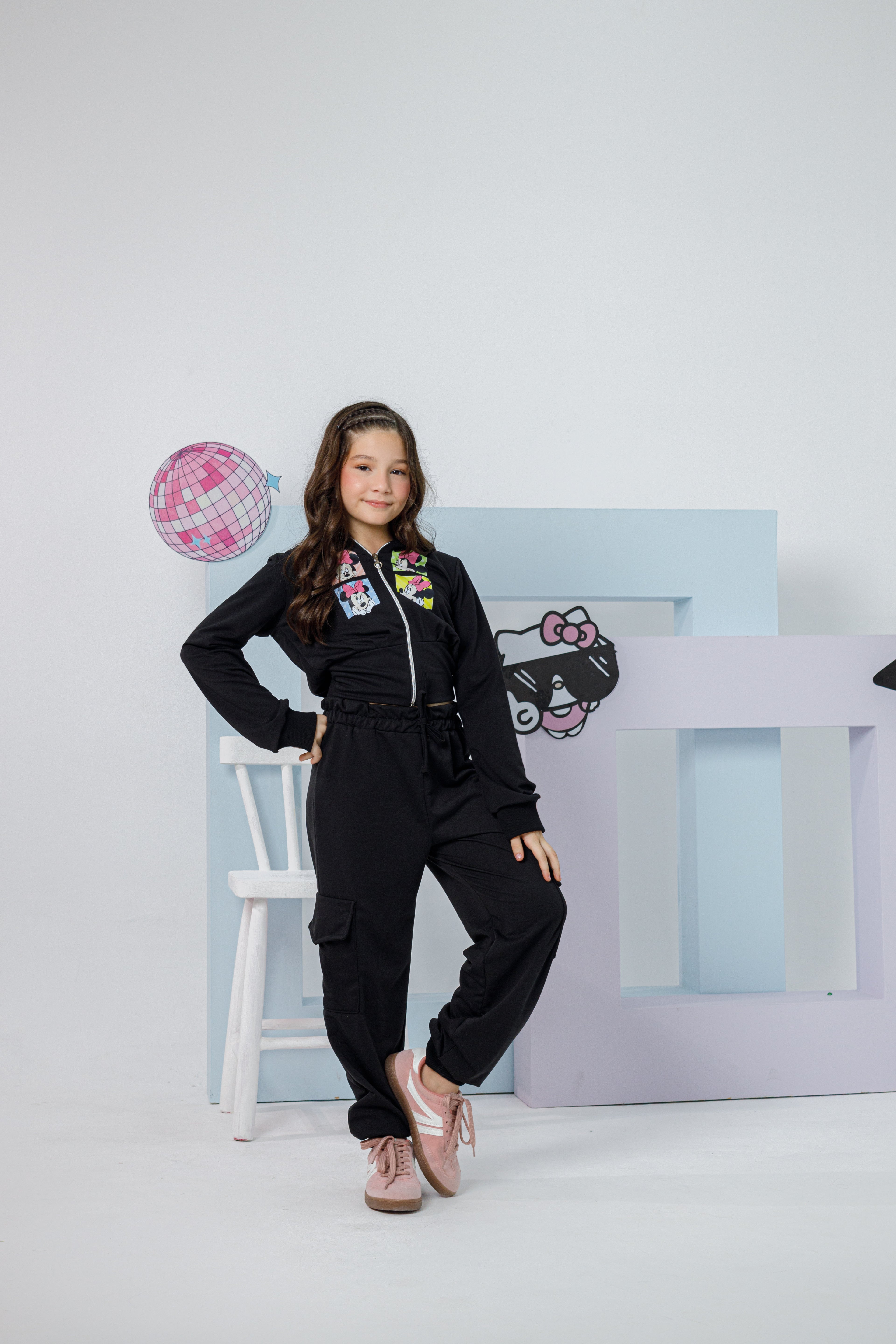 Conjunto minnie zíper preto