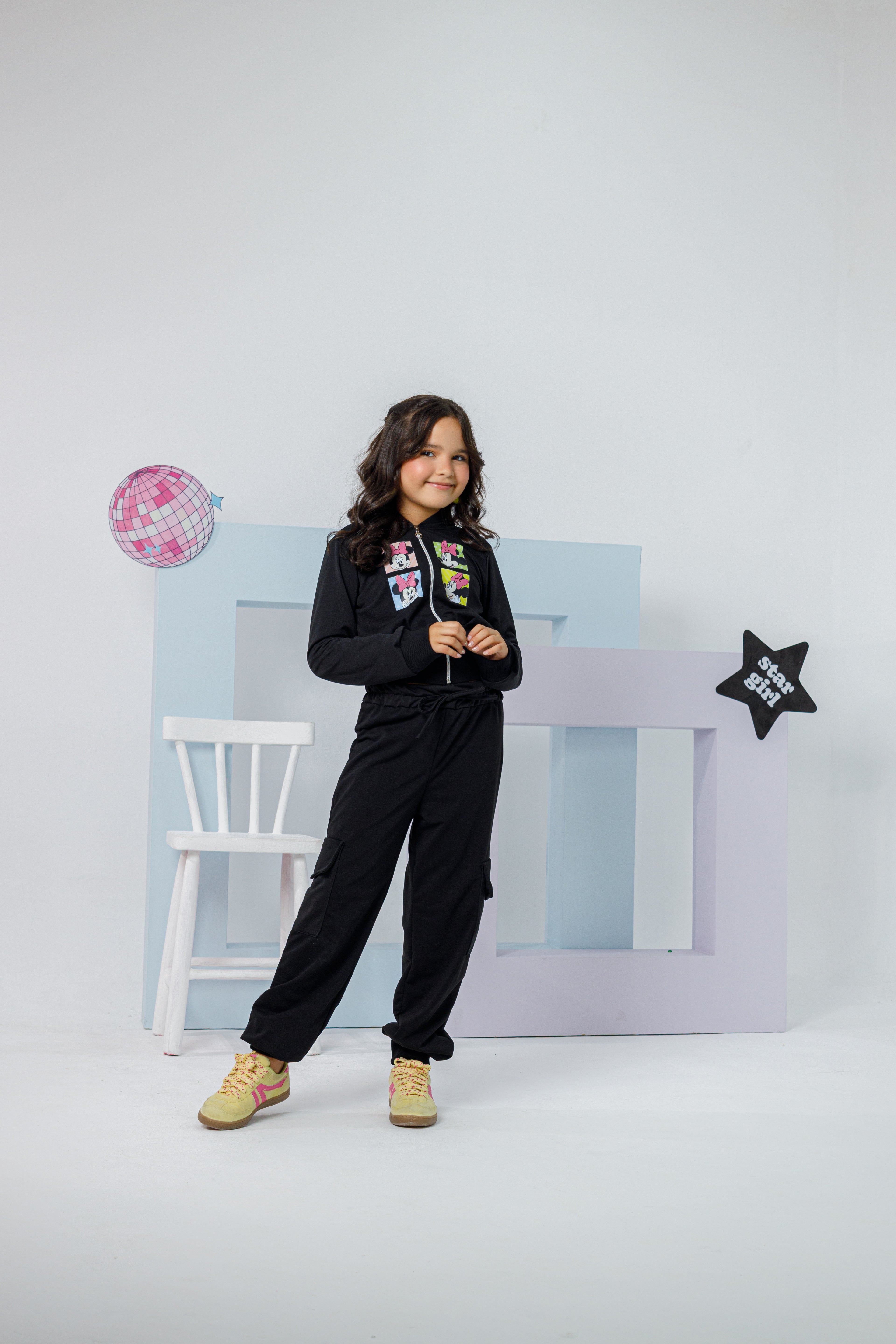 Conjunto minnie zíper preto