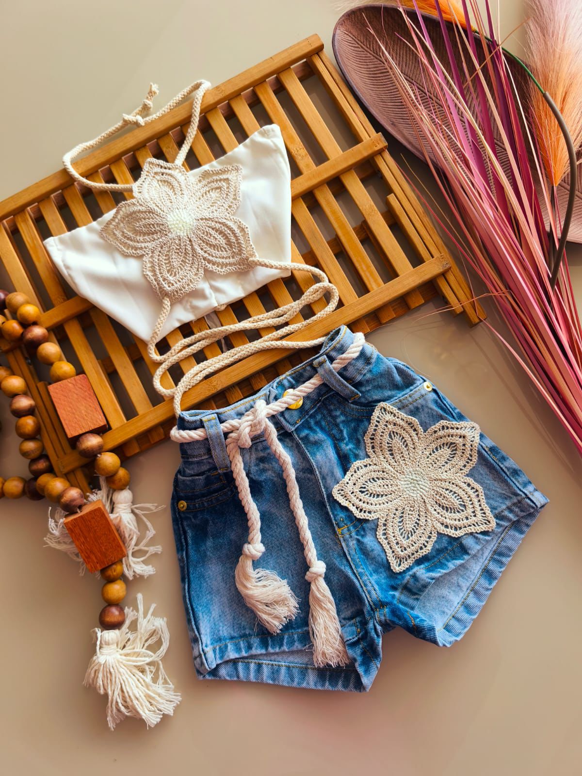 Short jeans hot flor crua