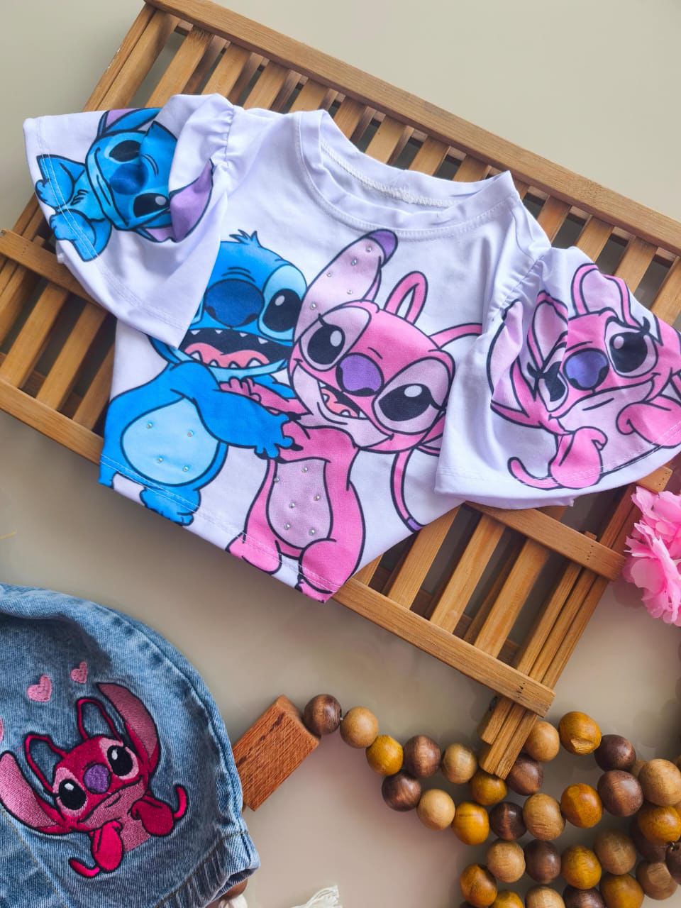 Blusa  godê Stitch e angel