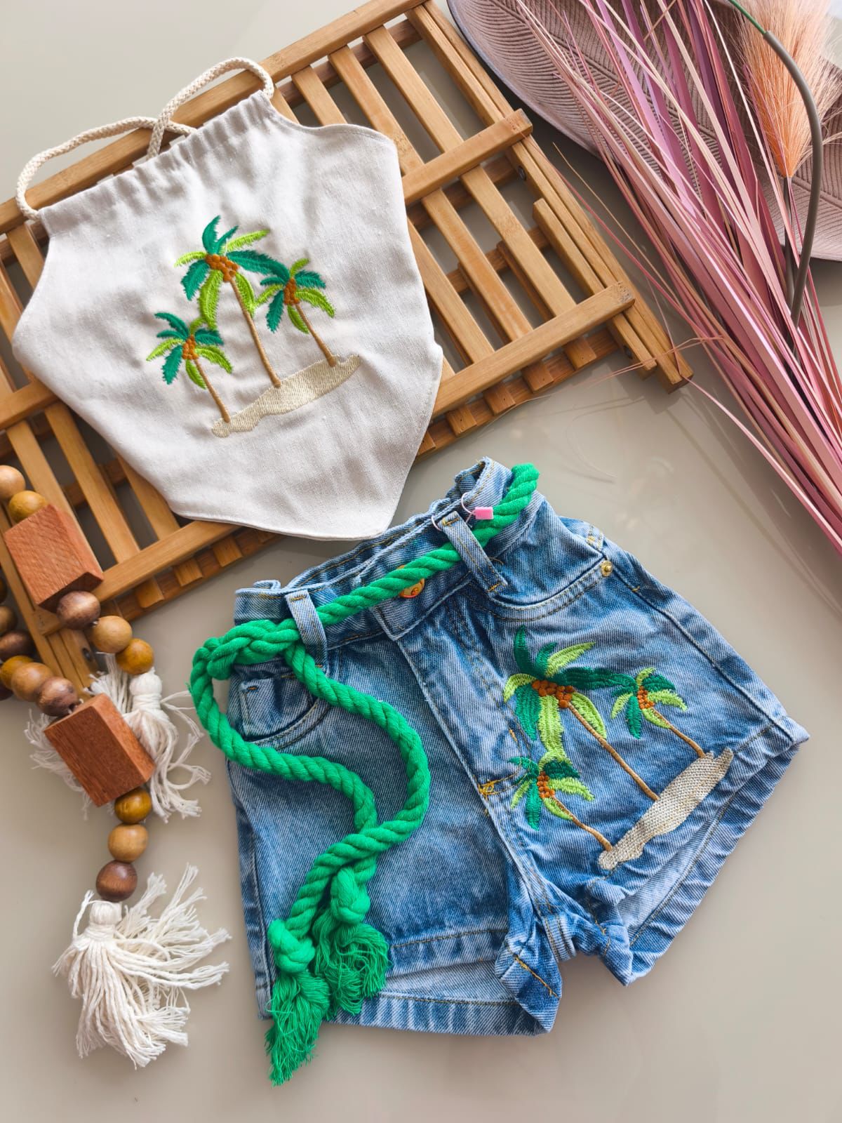 Croped coqueiros bordados