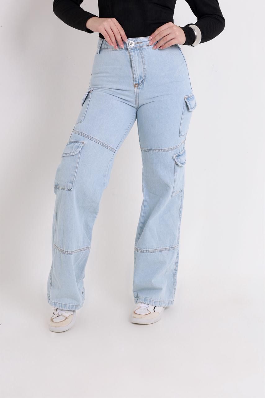 CALÇA JEANS  WidLeg- (JEANS CLARO) - (Ref: 053)