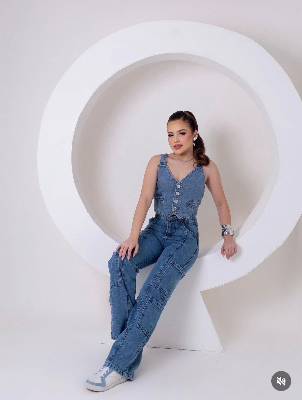 Calça jeans Widleg cargo