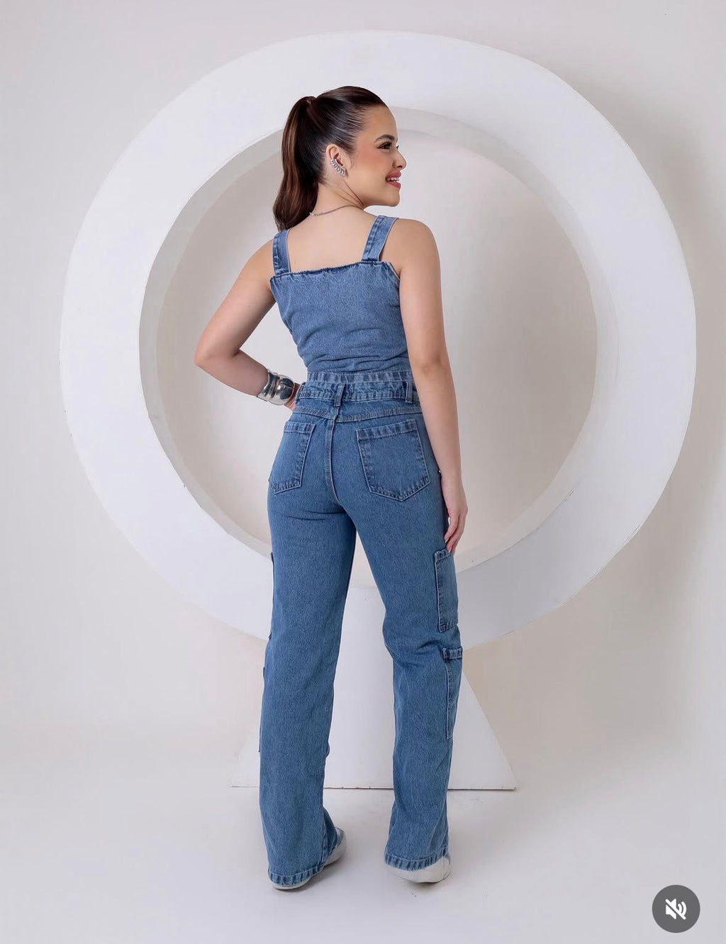 Calça jeans Widleg cargo