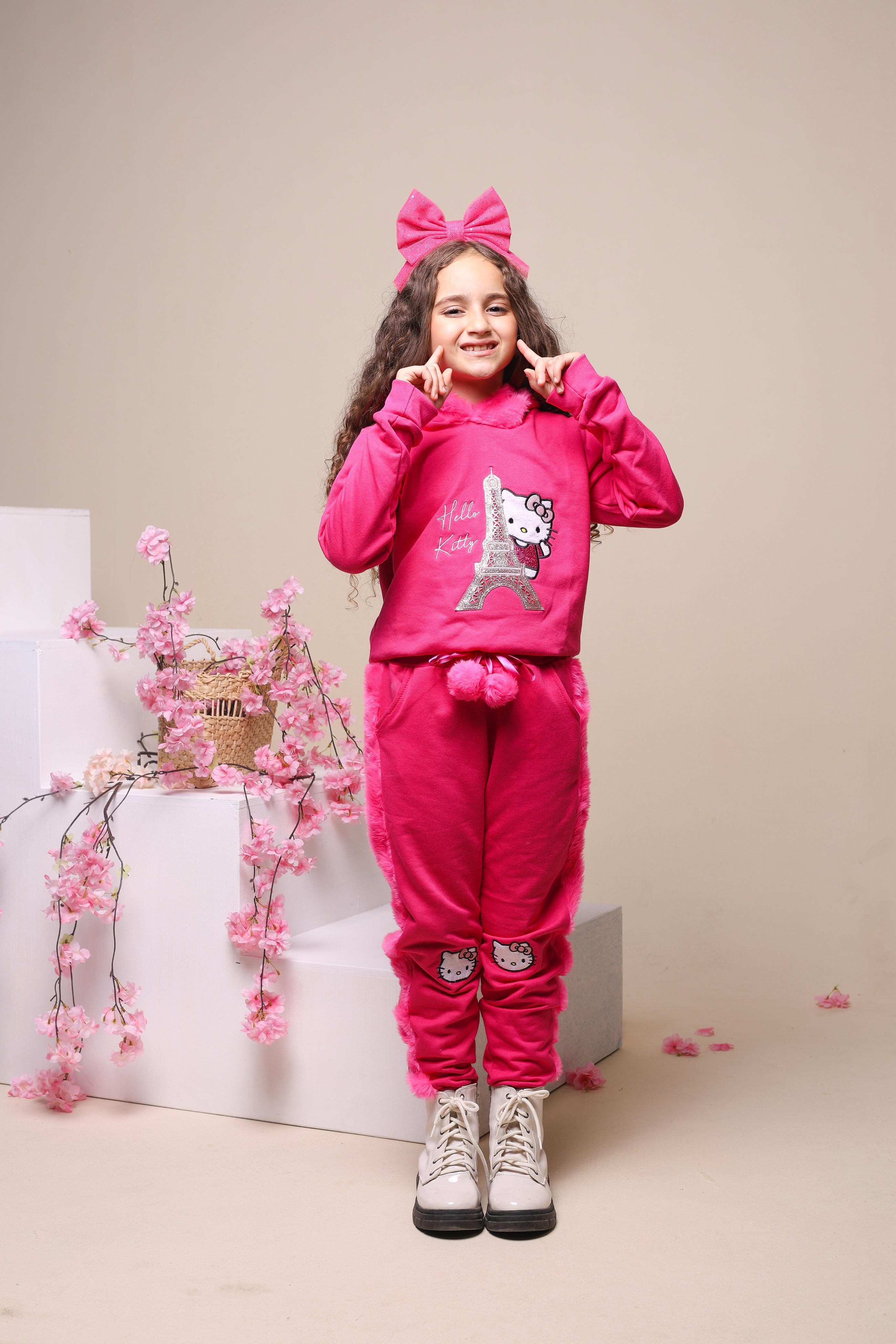 Conjunto moletom com capuz hello kitty pink