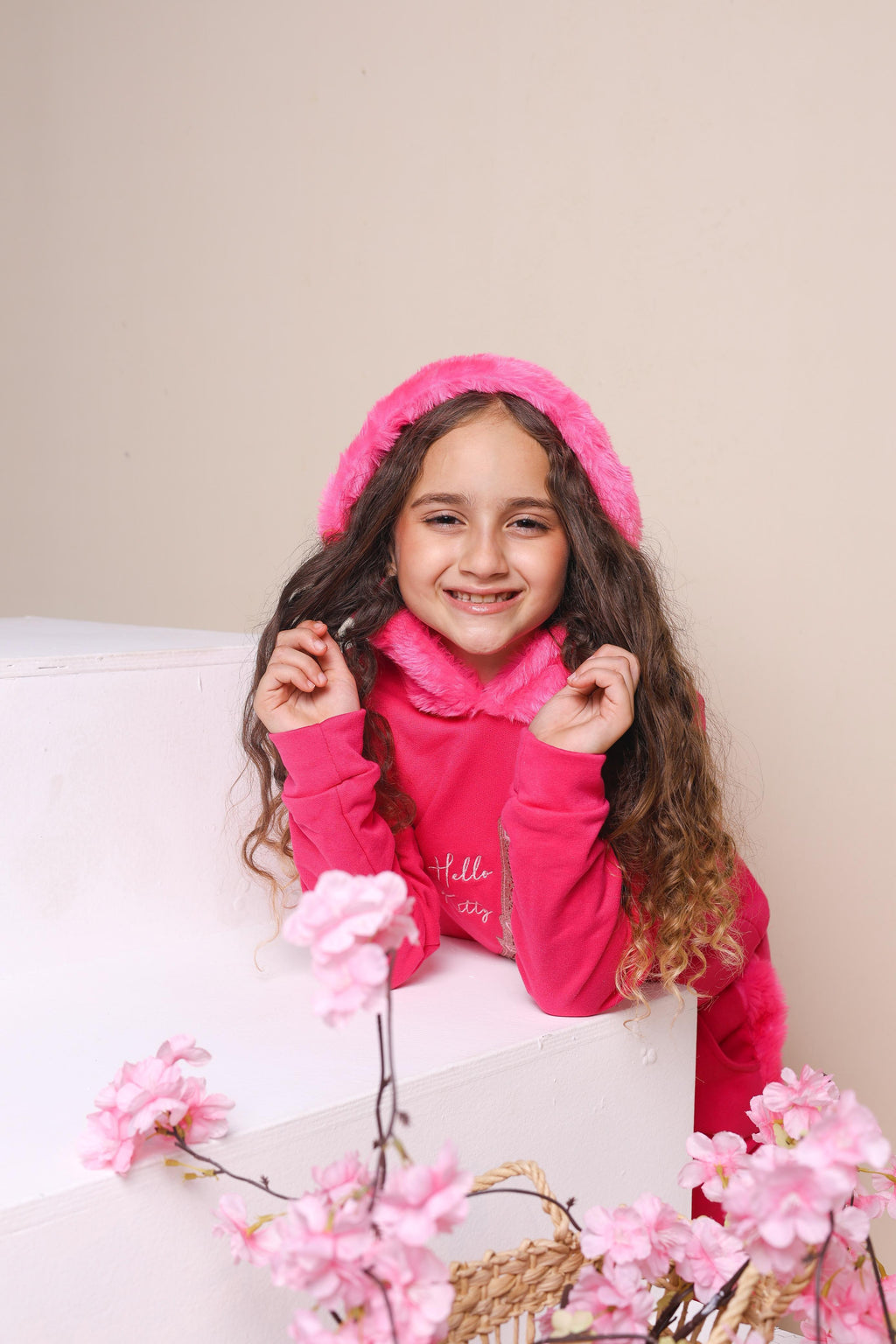 Conjunto moletom com capuz hello kitty pink