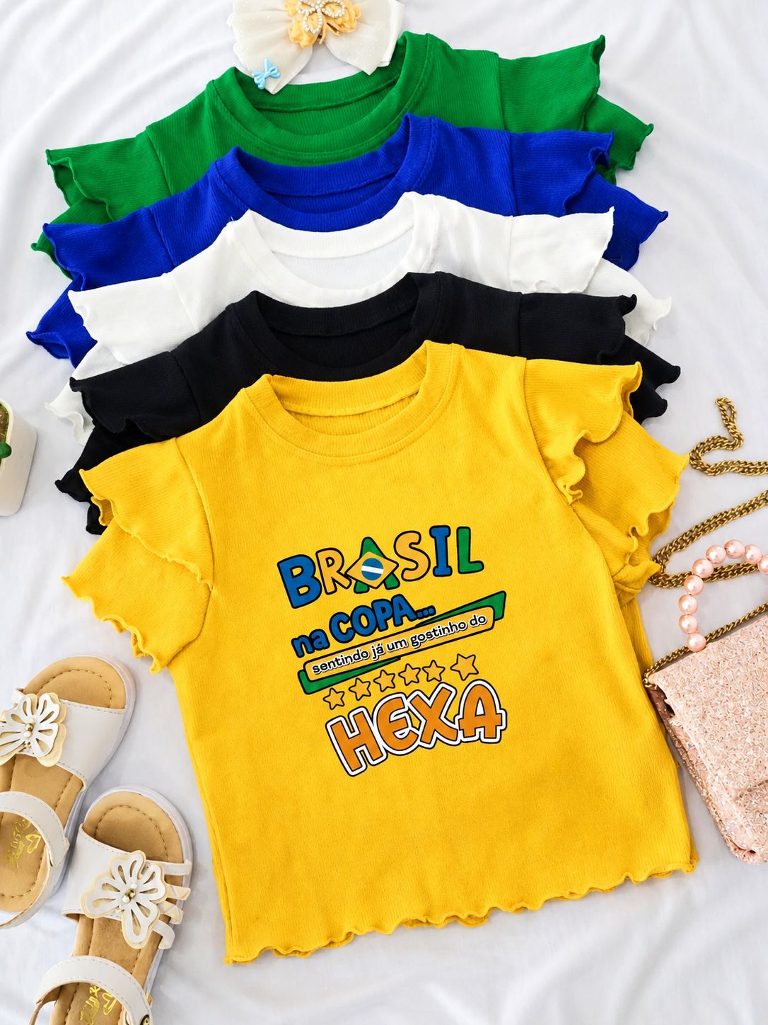 BLUSA amarela MANGA DUPLA BRASIL HEXA AMARELA