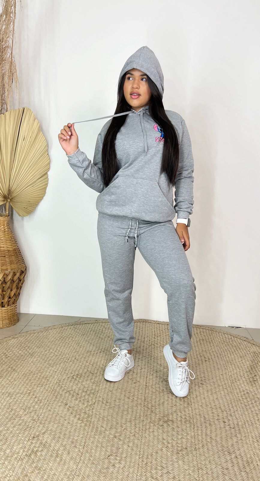 Conjunto STITCH  Moletom CINZA- ESTAMPA FRENTE E COSTA