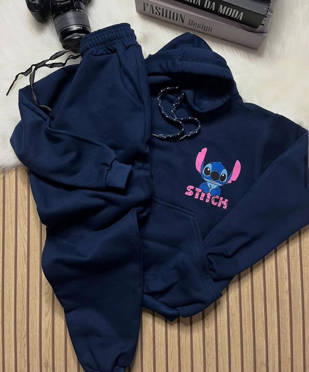 Conjunto STITCH  Moletom CINZA- ESTAMPA FRENTE E COSTA