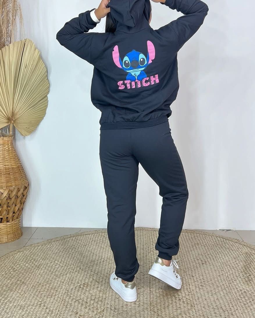 Conjunto STITCH  Moletom CINZA- ESTAMPA FRENTE E COSTA
