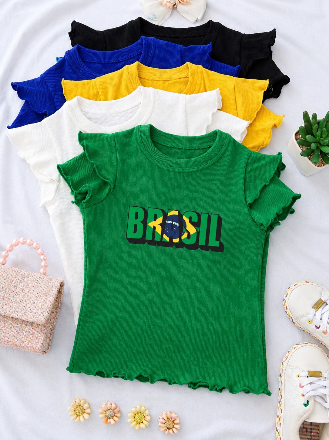 TSHIRT verde MANGA DUPLA BRASIL