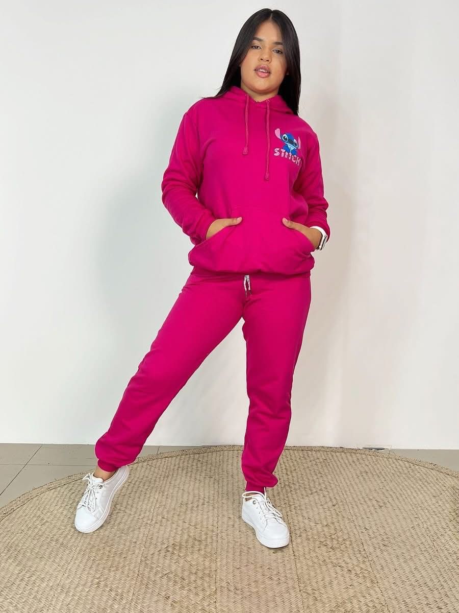 Conjunto STITCH  Moletom PINK-ESTAMPA FRENTE E COSTA
