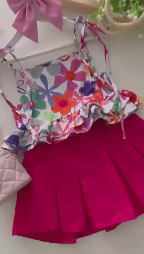 Combinadinho Peplum Lastex Anna (Floral)